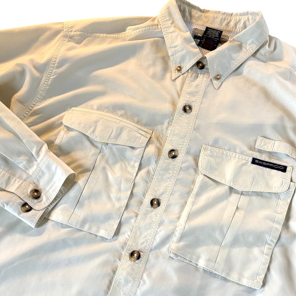 ExOfficio Shirt Men’s XL Ivory Vented Fishing Outdoor Camping Hiking Gorpcore